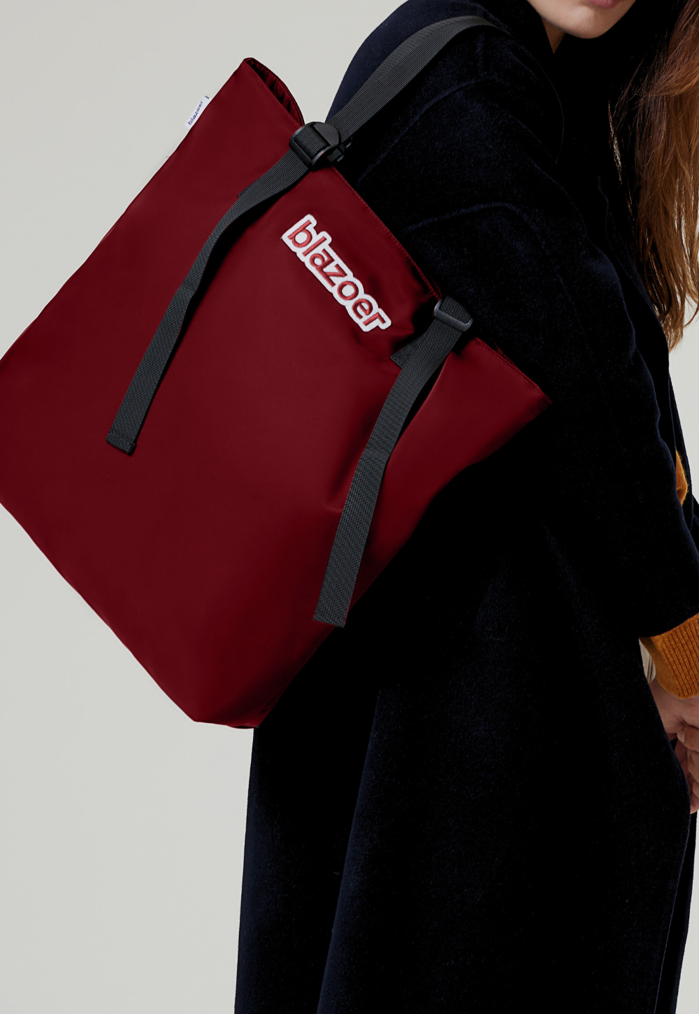 Tote - burgundy + burgundy logo patch