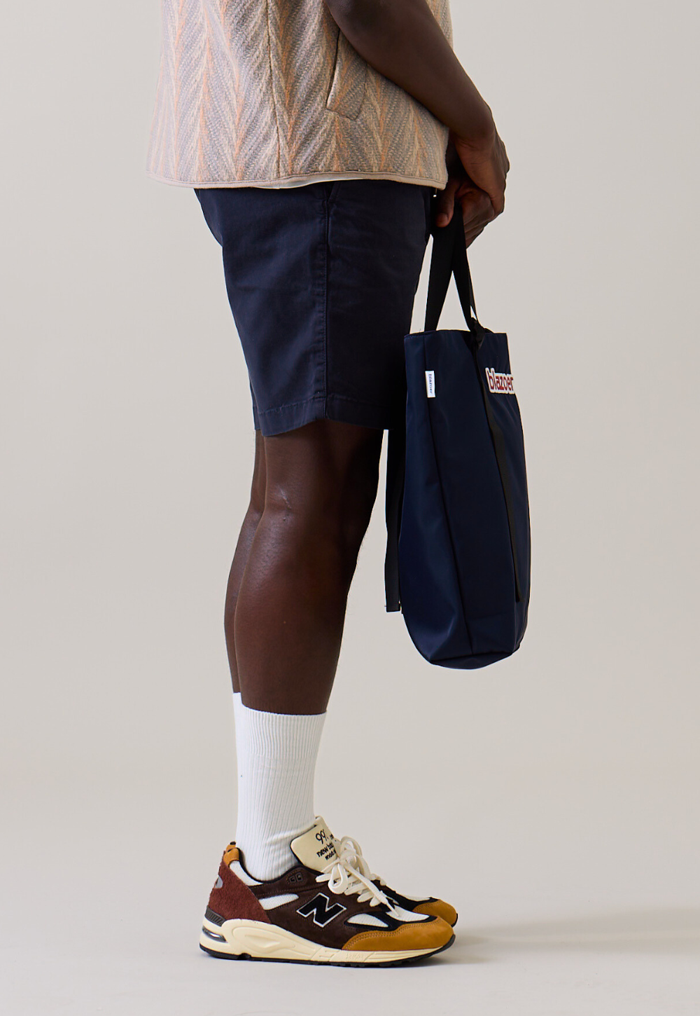 Tote - navy + burgundy logo patch